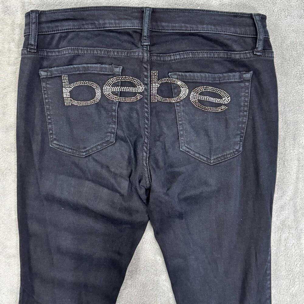Bebe Jeans 28 Y2K Spell Out Rhinestone Skinny Vintage Crystal‎ Pockets Bling Gem